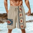 thumbnail image 1 of Nrmvnmi Men's Boho Drawstring Waist Paisley Print Summer Beach Shorts Father's Day Gifts For Dad ,4th of July Gifts for Men, 1 of 6