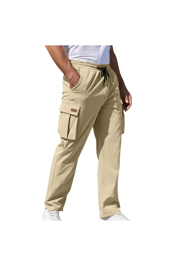 Men's Cargo Pants with Pockets Cotton Hiking Sweatpants Casual Athletic Jogger Sports Outdoor Trousers Relaxed Fit Fathers Day Gift