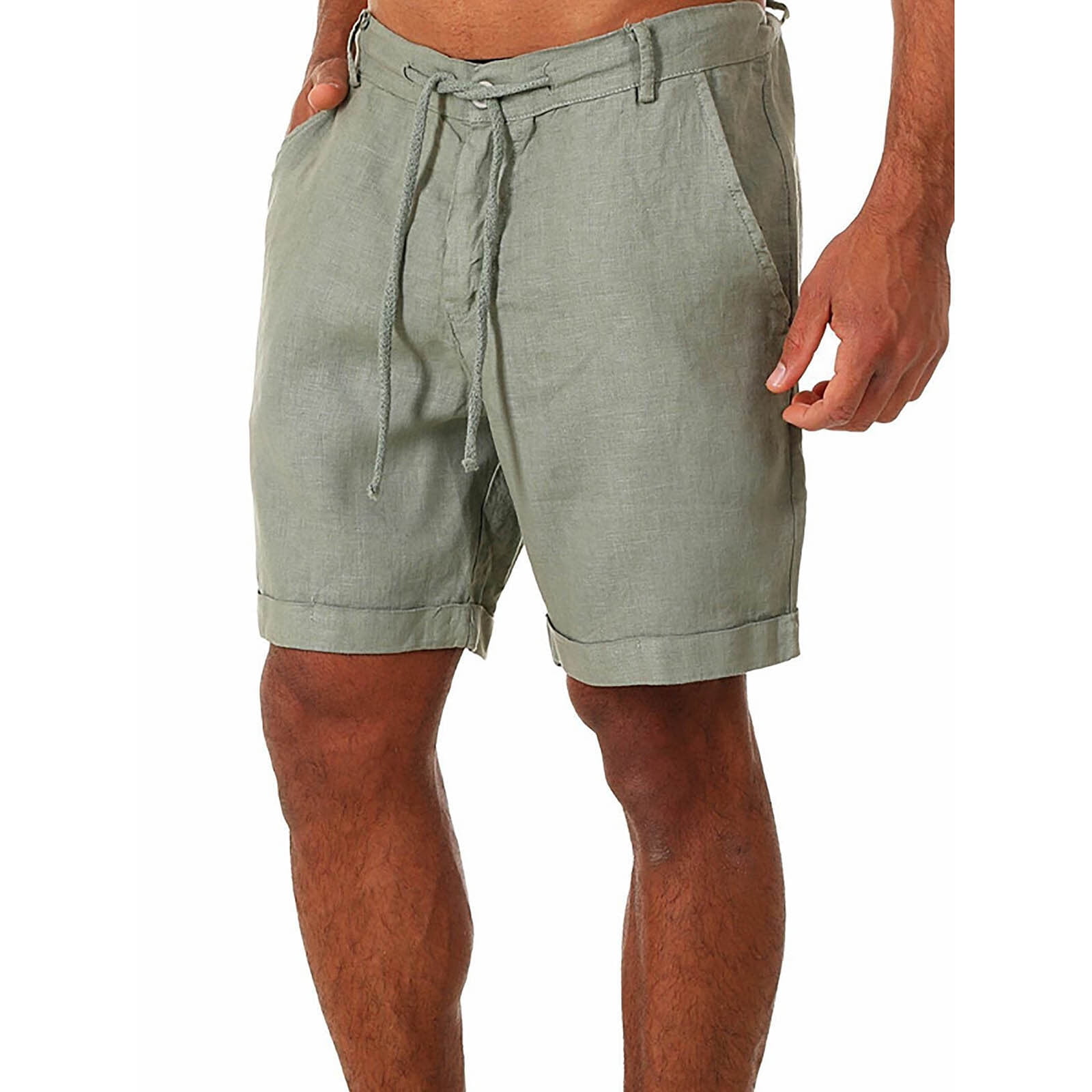 Wavlynn Casual Khaki Cotton Mens Shorts With Elastic Waistband Printed Summer Vacation Wear main image 0