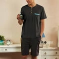 thumbnail image 1 of Nrmvnmi Men's Cotton Pajama Set Shorts Sleeves Sleepwear 2 Pieces Comfy Nightwear Pj Sets with Pocket, 1 of 4