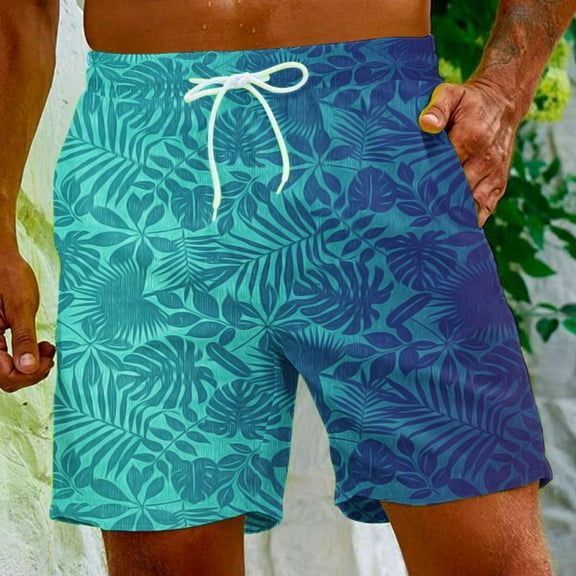 Nrmvnmi Men's Hawaiian Beach Shorts Elastic Waist Drawstring Lightweight Summer Casual Shorts with Pocket Father's Day Gifts For Dad ,4th of July Gifts for Men