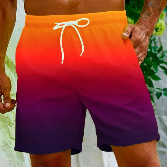 Nrmvnmi Men's Hawaiian Beach Shorts Elastic Waist Drawstring Lightweight Summer Casual Shorts with Pocket Father's Day Gifts For Dad ,4th of July Gifts for Men