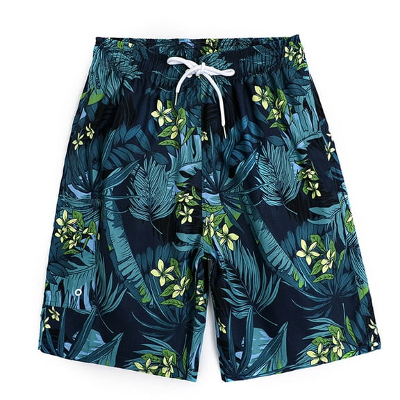 Nrmvnmi Men's Hawaiian Floral Prints Beach Shorts Elastic Waist Drawstring Lightweight Summer Casual Shorts with Pocket Father's Day Gifts For Dad ,4th of July Gifts for Men