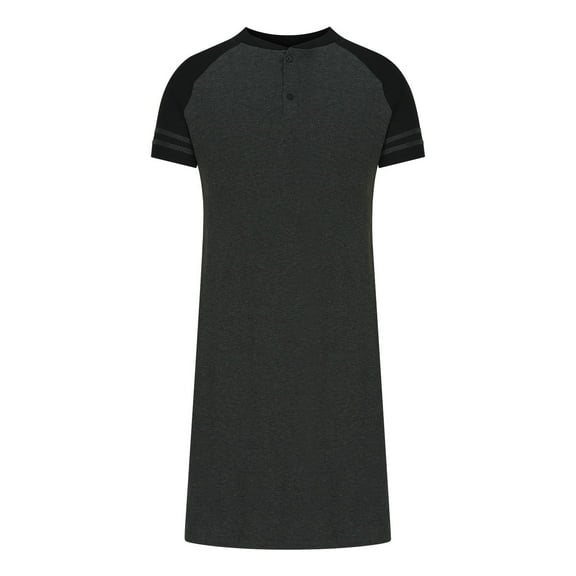 Nrmvnmi Men's Nightshirt Short Sleeve Pajamas Color Blocked Loose Casual Bottom Slit Crew Neck Short Sleeved Shirt Loose Comfortable Sleepwear Loungewear