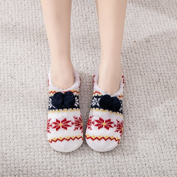 Nrmvnmi Men's And Women's Fuzzy Slipper Socks Shoes Couple Socks Winter Super Soft Warm Cozy Fleece Lined House Shoes Non-Slip Soft Socks Shoes , Cozy Christmas Gifts