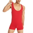 thumbnail image 1 of Nrmvnmi Men's Wrestling Singlets Sleeveless Athletic Supporters Wrestling Uniform Sports Bodysuit Jumpsuits for Fun Red-L, 1 of 5