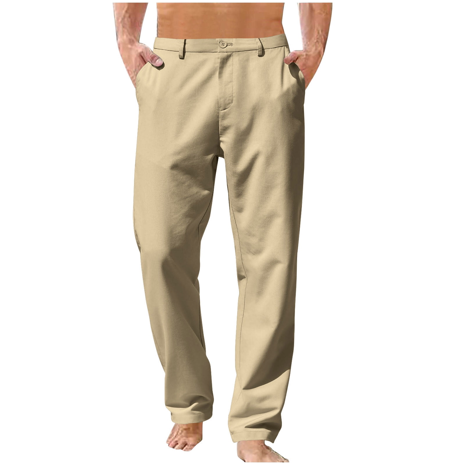 Nrmvnmi Mens Elastic Waist Pants for Seniors with Button Relax Fit Elastic Waist Jeans for Men