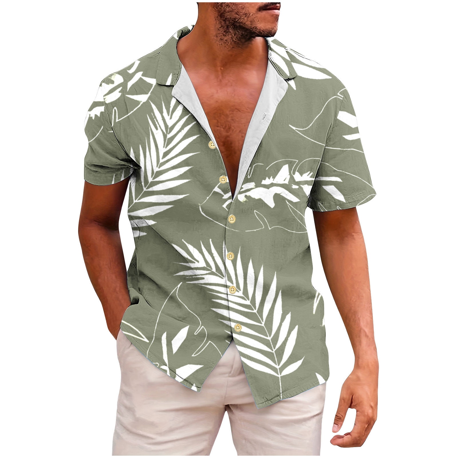 Eisctnd Men's Hawaiian Shirt & Shorts Set - Tropical Floral Print, Summer Beach Short Sleeve Button Down Outfit - View #4