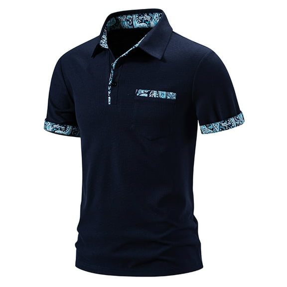 Nrmvnmi Mens Henley Collar Shirts Short Sleeve Casual Color Block Graphic Prints T Shirt Stylish Contrast Collar Cotton Tops for Men