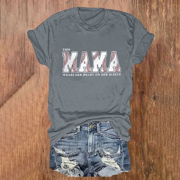 Nrmvnmi Mothers Baseball Tee Shirt for Women Short Sleeve Letter Printed Graphic Mom Gifts Tee Shirts Mothers Day Gifts