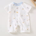 thumbnail image 1 of Nrmvnmi Newborn Baby Boys Girls Bodysuit Graphic Print Round Neck Short Sleeve Jumpsuits with Button Cotton Rompers Overall For 0-24 Months, 1 of 3