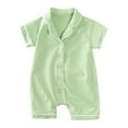 thumbnail image 1 of Nrmvnmi Newborn Baby Boys Girls Romper Clothes Solid Color Romper Short Sleeve Turndown Neck Cotton Jumpsuits One Piece Outfit For 3M-3Y, 1 of 9