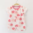thumbnail image 1 of Nrmvnmi Newborn Baby Boys Girls Romper Clothes Strawberry Print Romper Short Sleeve Round Neck Cotton Jumpsuits One Piece Outfit For 1-18 Months, 1 of 4