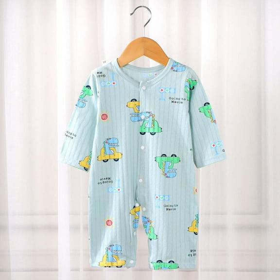 Nrmvnmi Newborn Baby Girls Boys Rompers Pajamas Cute Graphic Prints Jumpsuit Crew Neck Long Sleeve Pants Button Down One-Piece Sleepwear Comfortable Cotton Nightwear Loungewear