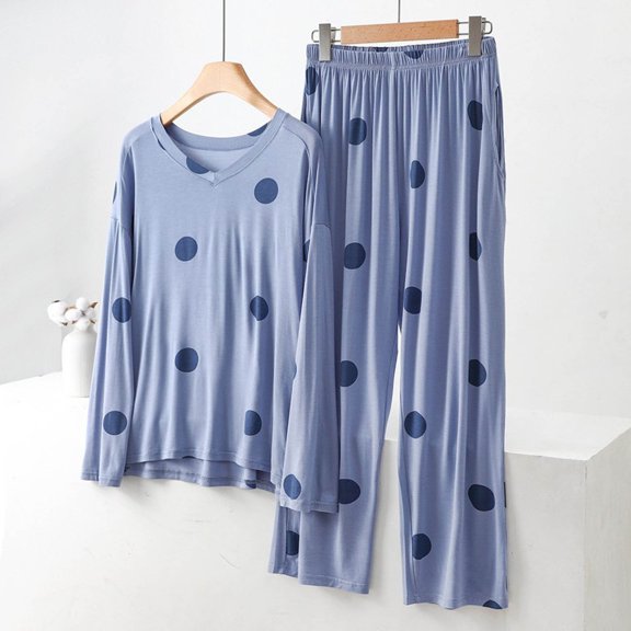 Nrmvnmi Pajama Sets For Women 2 Piece Long Sleeve Pj Sets With Long Printed Pants Sleepwear Casual Loose Lounge Sets