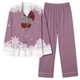 thumbnail image 1 of Nrmvnmi Pajama Sets For Women Christmas Graphic Prints Lapel Long Sleeve Button Down Sleepwear Tops With Pocket And Solid Color Elastic Waist Pants Loungewear 2 Piece Sets, 1 of 1
