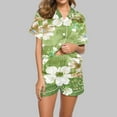 thumbnail image 1 of Nrmvnmi Pajamas Sets For Women Flower Graphic Prints Sleepwear Sets Flip Collar Short Sleeve Button Plaid Tops And High Elastic Waist Shorts Soft Breathable Loungewear Sets Nightwear, 1 of 1