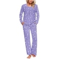 thumbnail image 1 of Nrmvnmi Pajamas Sets For Women Graphic Prints Sleepwear Sets Fold Crew Neck Long Sleeved Pullover Tops And Elastic Waist Long Pants With Pocket Comfortable Fall Loungewear Sets, 1 of 1