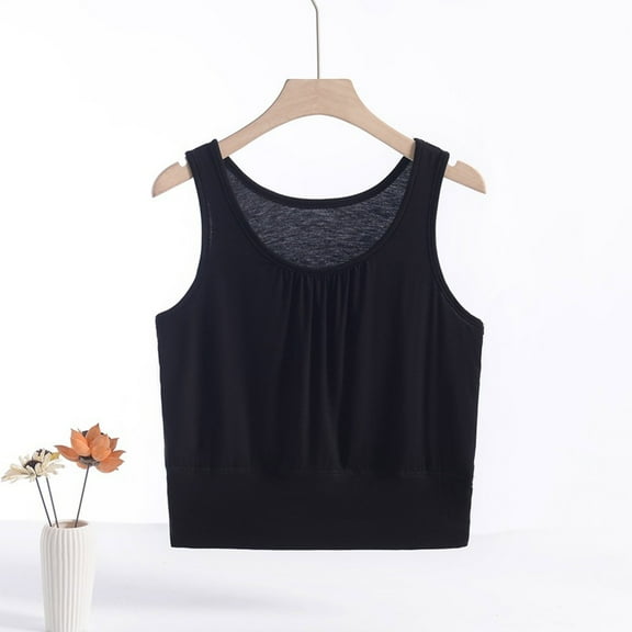 Nrmvnmi Pajamas Tops For Womens Modal Built-in Bra Padded Camisole Yoga Tank Tops Built in Bra Tank Tops Summer Basic Layering Yoga Top for Women 2024