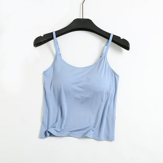 Nrmvnmi Summer Saving 2024 Womens T Shirts with Built in Bra Sleeveless T-Shirts Modal Padded Pajamas Wireless Bra Tops Yoga Shirts for Women For Womens Gifts