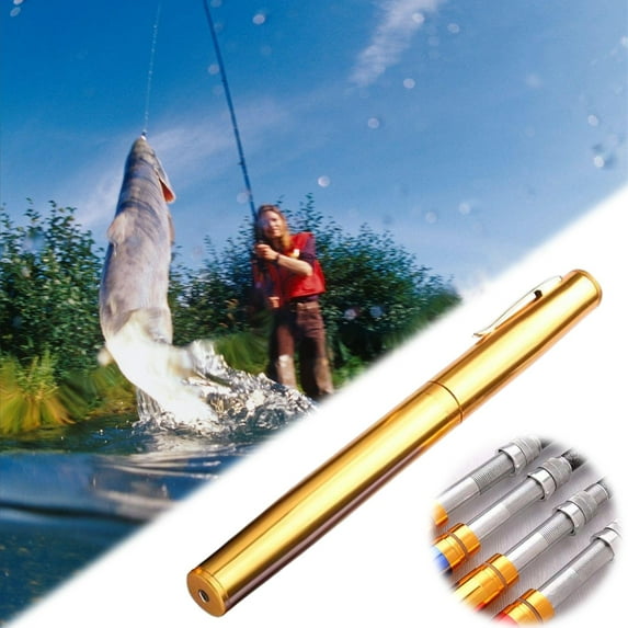 Nrmvnmi Pen Fishing Rod, Portable Small Fishing Rod Mini Collapsible Pocket Fishing Pole Kids Fishing Rod Premium Tiny Folding Fishing Rod for Toddler Youth River Lake Reservoir Ice Fishing