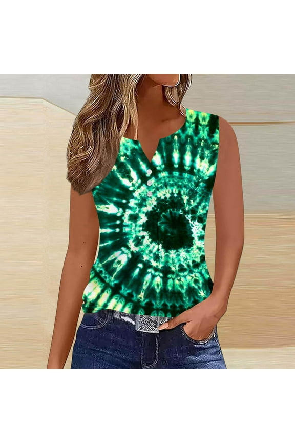 Plus Size Tank Tops for Women V Neck Sleeveless Tie Dye Shirt Casual Summer Solid Color Oversized Tanks Mothers Day Gifts