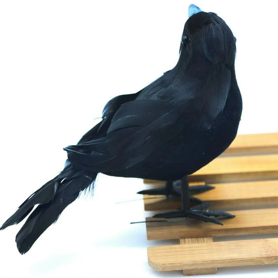 Nrmvnmi Realistic Crows, Real Touch Black Feathered Crows, Halloween Decorations,Artificial Handmade Feathered Raven, Halloween Party Decor Prop Outdoors and Indoors Decoration