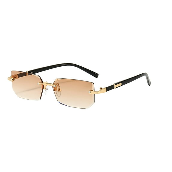 Nrmvnmi Retro Rimless Sunglasses Rectangle Unisex Vintage Frameless Sun Glasses Fashion Square Tinted Glasses
