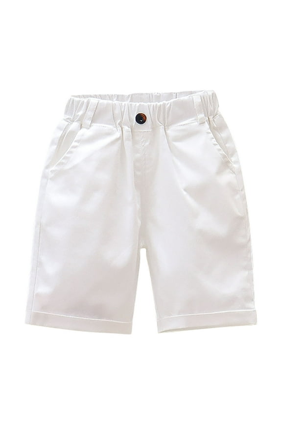 Shorts Boys 3.5 Inch Inseam, Boys Shorts with Elastic Waistband, Chambray Pockets, Stretch Polyester & Cotton