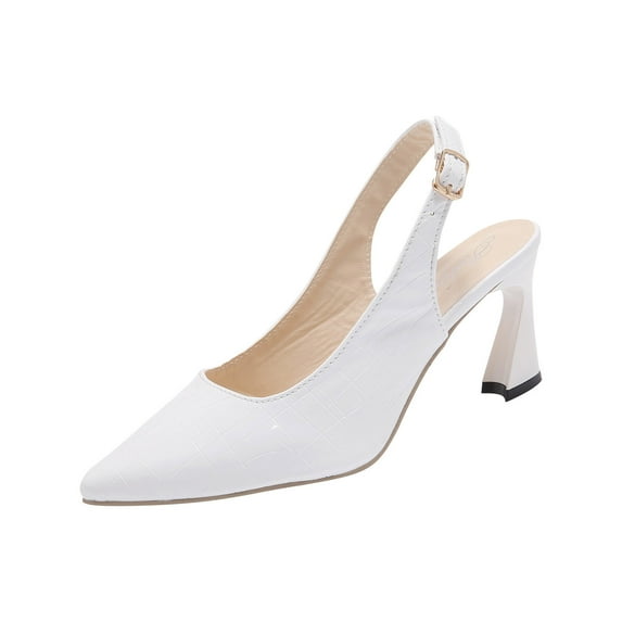 Nrmvnmi Slingback Heels for Women Closed Toe Pumps High Heels Stiletto Wedding Party Casual Dress Shoes White Mothers Day Gifts