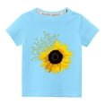 thumbnail image 1 of Nrmvnmi Solid Color Sunflower Print Shirt For Kids Toddler Boy Girl Unisex Round Neck Short Sleeve Cotton T-shirt Top, 1 of 3