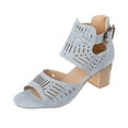 thumbnail image 1 of Nrmvnmi Summer Heels for Women Open Toe Boho Booties Cutout High Heel Chunky Block Sandals Blue Mothers Day Gifts, 1 of 7