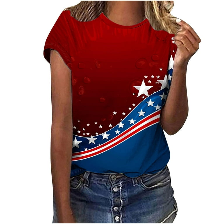 Usa Flag T-Shirt 4th July 4 Red White Blue Stars Stripes Tee Usa Flag T-Shirt 4th July 4 Red White Blue Stars Stripes Tee