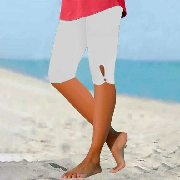 Nrmvnmi Summer Saving 2024 Capri Leggings for Women Fit Control Knee Length Capri Leggings 2024 Summer Cropped Pants Casual Comfy Solid CaprisFor Womens Gifts