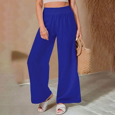 Nrmvnmi Summer Saving 2024 Capri Pants for Women Casual 2024 Summer Drawstring Elastic High Waist Linen Pants Straight Wide Leg Plus Size Lounge Capris For Mens Gifts