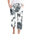 thumbnail image 1 of Nrmvnmi Summer Saving 2024 Capri Pants for Women Casual Floral Prints 2024 Summer Drawstring Elastic High Waist Pants Independence Day Straight Wide Leg Plus Size Lounge Capris, 1 of 4