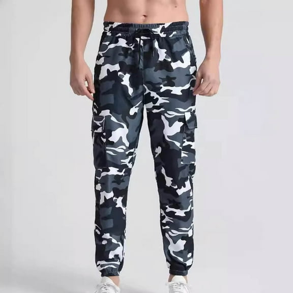 Nrmvnmi Summer Saving 2024 Cargo Pants for Men Camouflage Casual Multiple Pockets Straight Type Fitness Hiking Pants Jogging Sweatpants Trousers For Mens Gifts