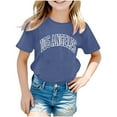 thumbnail image 1 of Nrmvnmi Summer Saving 2024 Girl's "LOS ANGELS" Letter Graphic Print T Shirts Short Sleeve Round Neck Tee Tops For Girls Gifts, 1 of 3