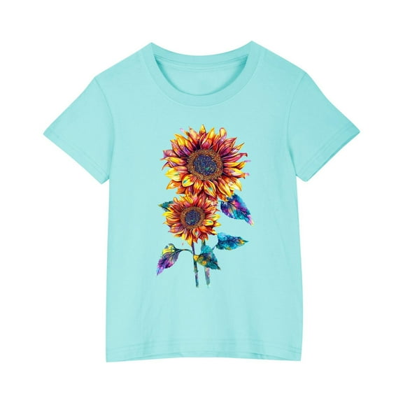 Nrmvnmi Summer Saving 2024 Girls And Boys Shirts Grahic Print Kids Round Neck Graphic Tees Novelty Clothes Short Sleeve Top Tee For 3-14 Years