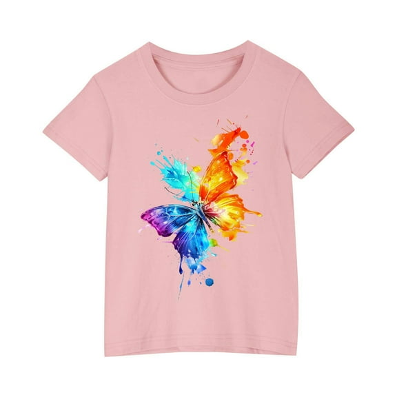 Nrmvnmi Summer Saving 2024 Girls And Boys Shirts Grahic Print Kids Round Neck Graphic Tees Novelty Clothes Short Sleeve Top Tee For 3-14 Years