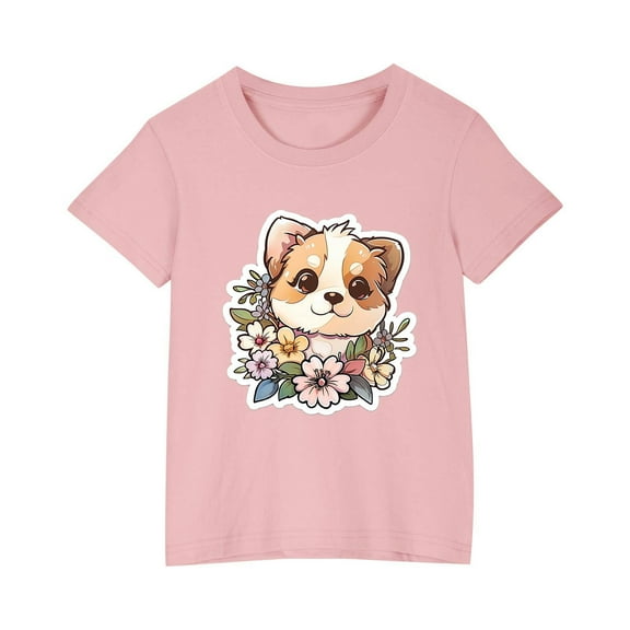 Nrmvnmi Summer Saving 2024 Girls And Boys Shirts Grahic Print Kids Round Neck Graphic Tees Novelty Clothes Short Sleeve Top Tee For 3-14 Years