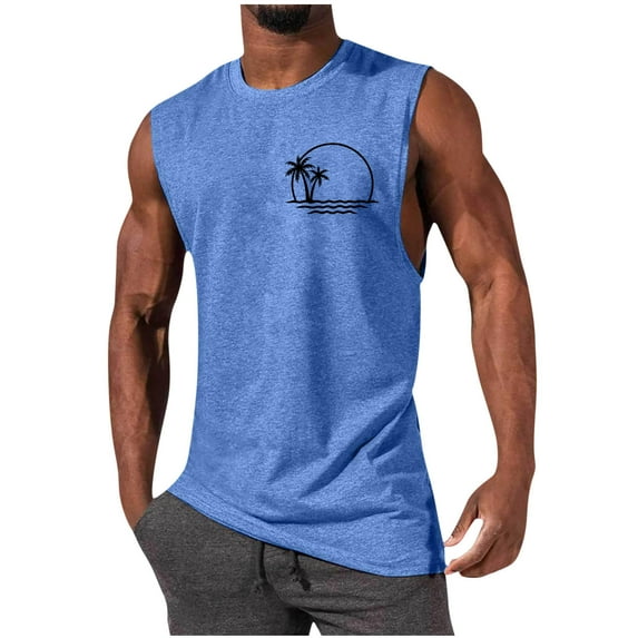 Nrmvnmi Summer Saving 2024 Men's Gym Workout Tank Tops Solid Color Swim Beach Shirts Summer Sleeveless Training T-Shirt Muscle Bodybuilding Athletic Clothes For Mens Gifts