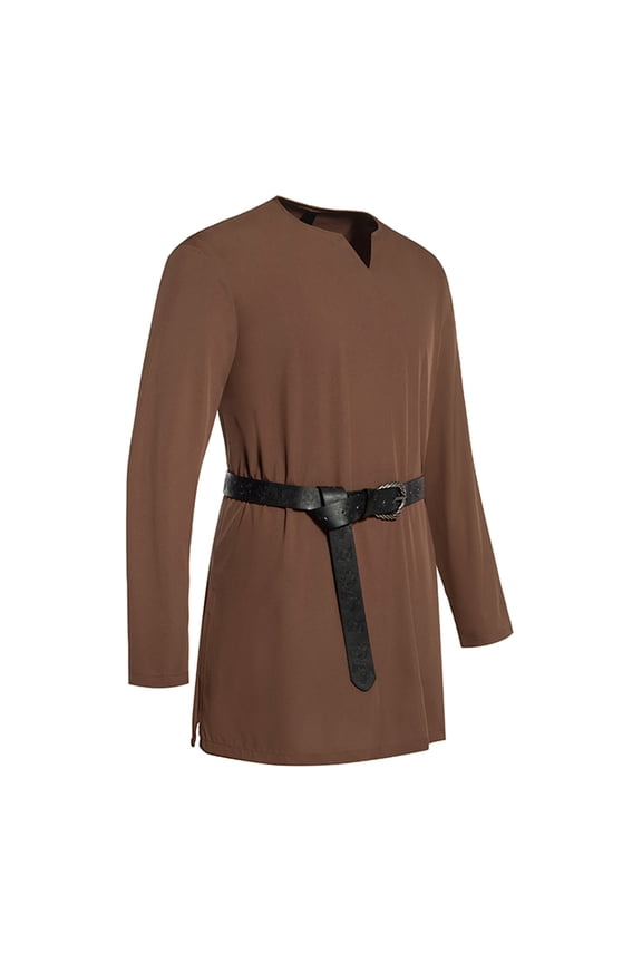 Summer Saving 2024 Men's Medieval Renaissance Pirate Shirt Knight Belt Gothic Steampunk Victorian Pullover Long Sleeves Blouses Tees Tops