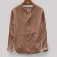 thumbnail image 1 of Nrmvnmi Summer Saving 2024 Mens Henley Long Sleeve Casual Shirts Cotton Pocket t Shirts Summer Fitted Plain Tops Lightweight Fashion, 1 of 6
