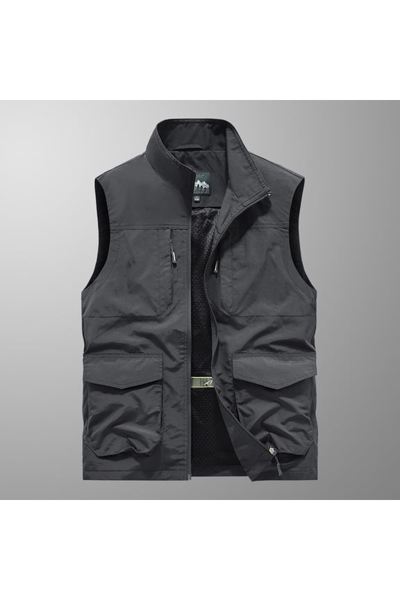 Summer Saving 2024 Mens Hiking Fishing Tank Vest Sleeveless Work Workout Gym Jackets Summer Outdoor Multiple Pockets Camisole Fashion 2024 For Mens Gifts