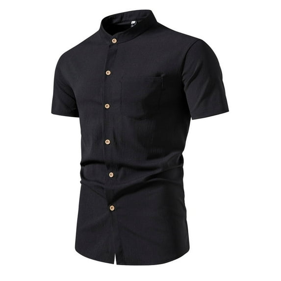 Nrmvnmi Summer Saving 2024 Mens Short Sleeve Dress Shirts Wrinkle Free Solid Casual Button Down Shirts with Pocket For Mens Gifts