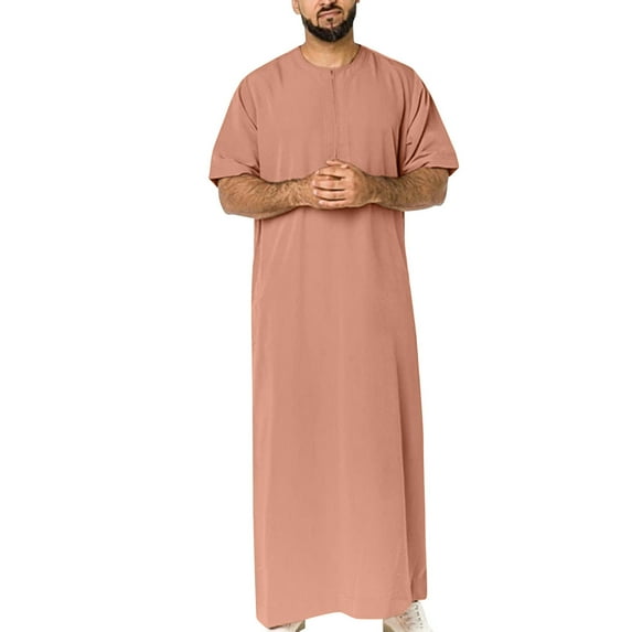Nrmvnmi Summer Saving 2024 Muslim Men Long Sleeve Middle East Saudi Arab Kaftan Islamic Abaya Dress Robes For Mens Gifts