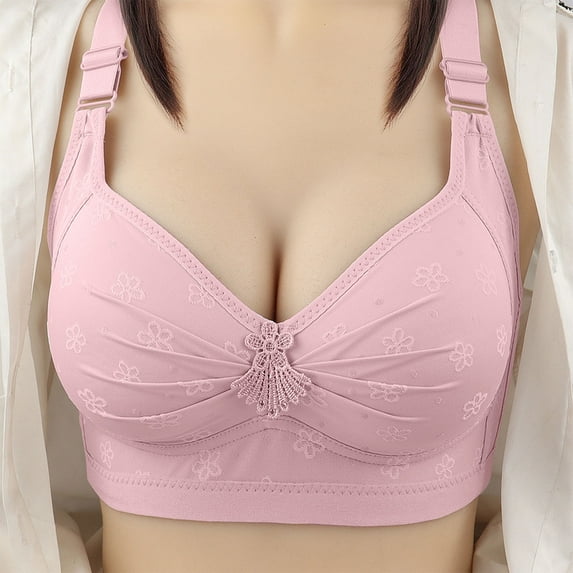 Nrmvnmi Summer Saving 2024 Push up Bra T-Shirt Bras for Women Wireless Plunge Bra Supportive Molded Pads Bras Comfort Lift up Deep V Neck For Women Gifts