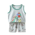 thumbnail image 1 of Nrmvnmi Summer Saving 2024 Toddler Baby Boy Girl Clothes Set Unisex Cotton Outfits Solid Sleeveless Tank Tops And Elastic Waistband Shorts 2PCS For Toddler Gifts, 1 of 3