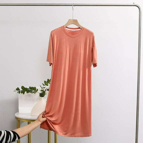 Nrmvnmi Summer Saving 2024 Trend Womens Short Sleeve Nightgowns Sleep Shirts Night Shirts Night Gown House Dresses Ladies Night Dress For Women Gifts